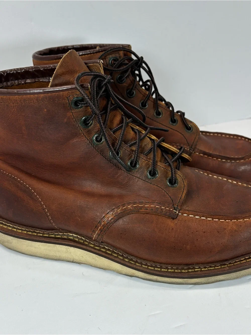 Vtg Red Wing Classic Moc Toe Boot Men 9.5 D Brown Leather Insole 1907 Heritage